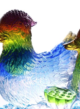 琉璃鸳鸯摆件百年好合促姻缘感情促家庭和谐送对象好友居家工艺品