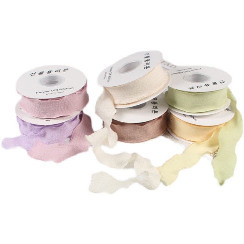 2.5cm褶皱波浪花边花束包装丝带彩带diy材料发饰蝴蝶结绸带礼物带,淘宝优惠券,粉丝福利购,淘宝优惠卷