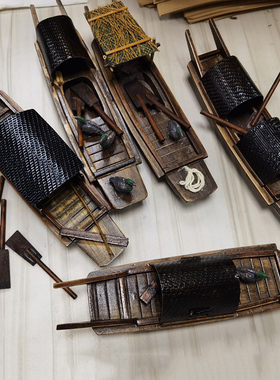 乌篷船江南水乡船手工实木船模水池造景可下水渔家装饰小木船