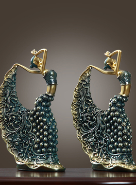 孔雀舞女摆件欧式电视柜装饰摆设家居饰品客厅酒柜工艺品结婚礼物