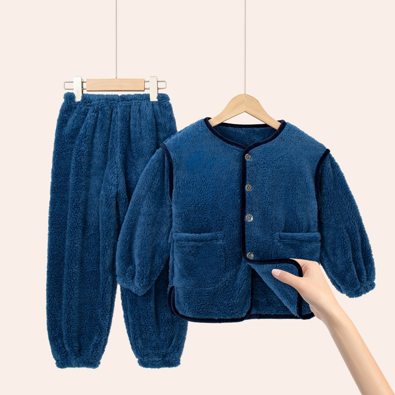 儿童法兰绒睡衣秋冬季男童宝宝女童家居服男孩加厚冬款女孩珊瑚绒,淘宝优惠券,粉丝福利购,淘宝优惠卷