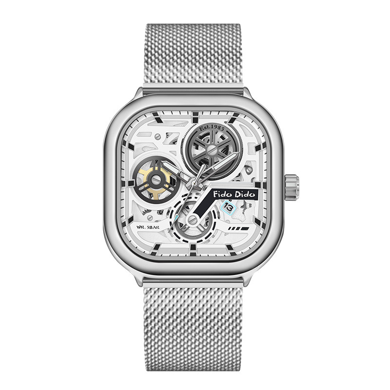 fidodido七喜小子手表男款2025新款学生方形镂空潮流学生防水腕表