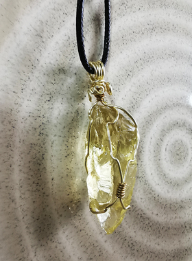 让我变得超有钱 天然黄s水晶项链原石吊坠铜线手工编制孤品招财石