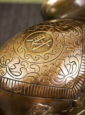 纯铜招財如意大象一对葫芦元宝象纳福鎮宅风水吸水象家用店铺摆件