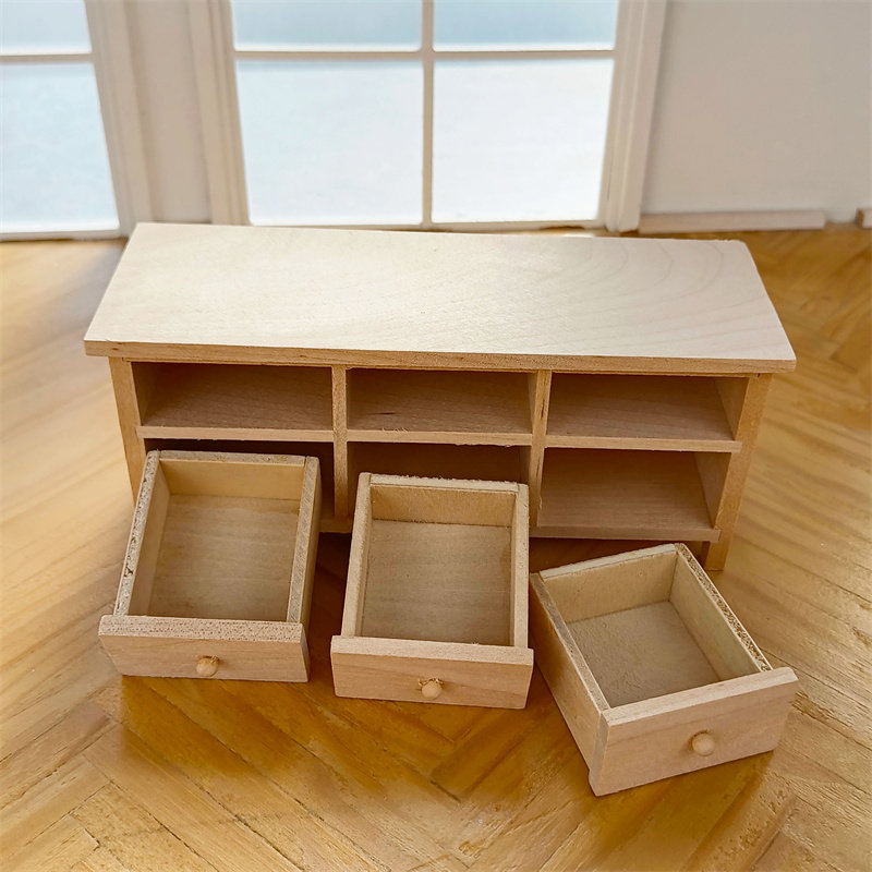 12分娃娃屋迷你家具木制抽屉电视柜储物柜摆件素坯DIY上色,淘宝优惠券,粉丝福利购,淘宝优惠卷