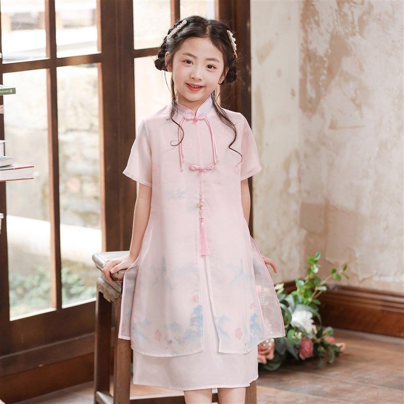 女童夏装旗袍连衣裙2025新款儿童汉服高端雪纺裙子女孩夏季公主裙,淘宝优惠券,粉丝福利购,淘宝优惠卷