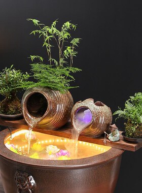 古法养鱼开缸套餐循环流水生态缸B陶罐庭院鱼缸造景摆件增氧过滤