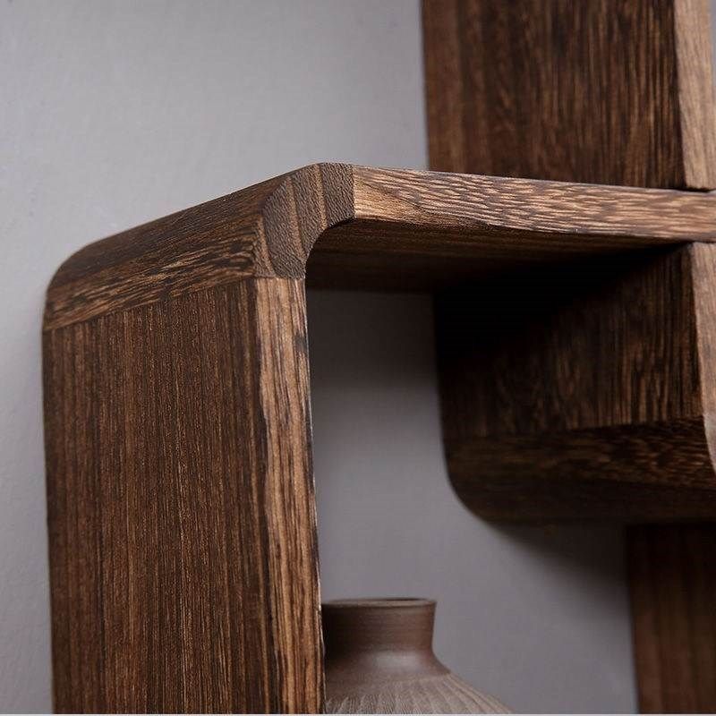 博古架多宝阁实木中式现代简约挂墙茶F架壁挂式置物架百宝阁展示,淘宝优惠券,粉丝福利购,淘宝优惠卷