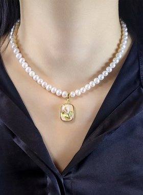 璇瑶令天然淡水小米珍珠baby强光珍珠项链锁骨链女心形生日礼物