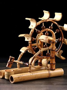 竹制摩天轮竹风车水车模型家居摆设 装饰品 紫竹工艺品摆饰 礼物