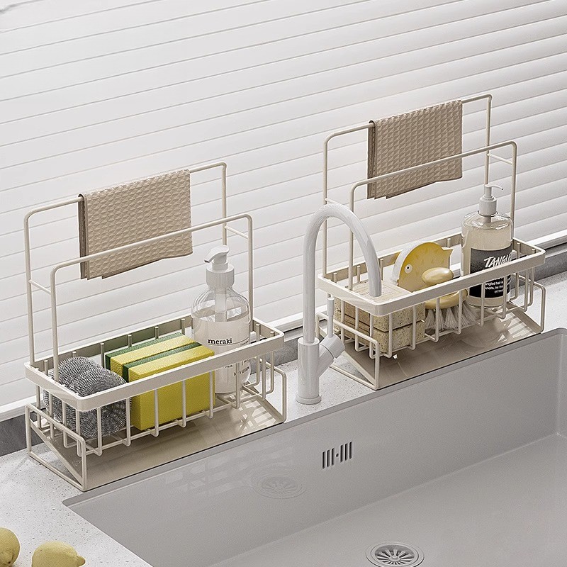 优勤厨房置物架沥水架抹布收纳水龙头洗菜池洗碗水槽用品收纳神器 - 图0
