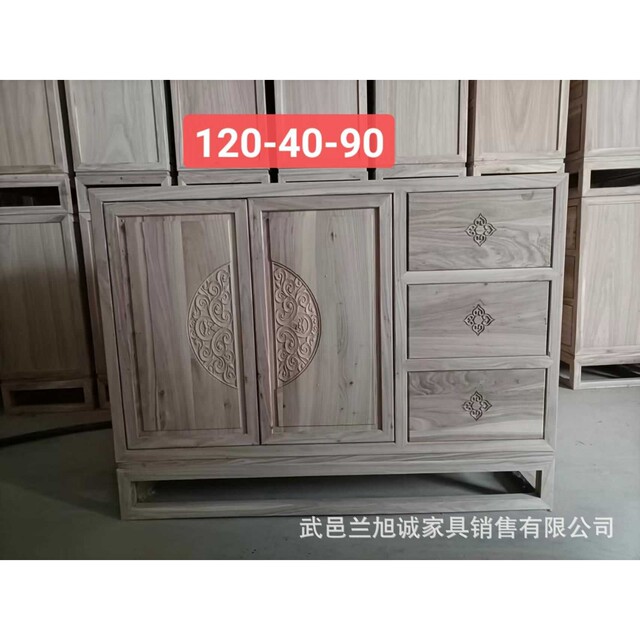 New Chinese style solid wood sideboard modern simple cupboard carved storage cabinet storage cabinet Zen decoration cabinet ebony