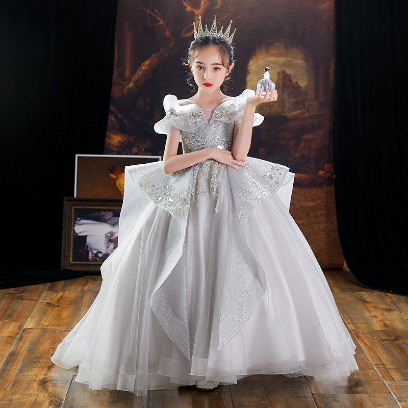 新款儿童礼服公主裙女洋气拖尾女童女孩走秀婚纱大气表演服晚礼服,淘宝优惠券,粉丝福利购,淘宝优惠卷