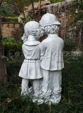 欧式玻璃钢人物雕塑艺术品客厅户外落地摆设可定制作抬箩筐小情侣