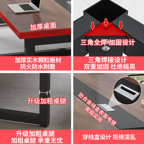 会议桌长桌现代简约长条桌子小型工作台办公桌员工位培训桌椅组合 - 图1