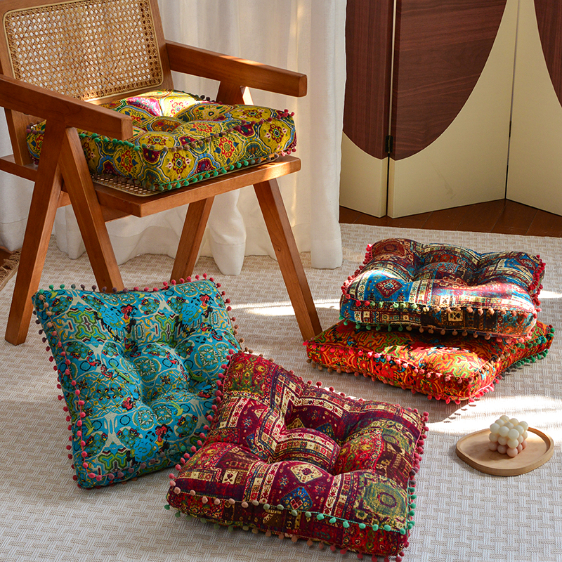 加厚地上懒人屁垫坐垫飘窗榻榻米垫民族风椅子坐垫方形坐墩蒲团 - 图0