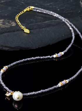 日韩天然淡水珍珠水晶项链女轻奢小众精致日常百搭连衣裙链高级感