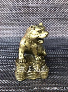 纯铜老虎摆件黄铜上山虎风水铜生肖虎家居装饰工艺品摆件