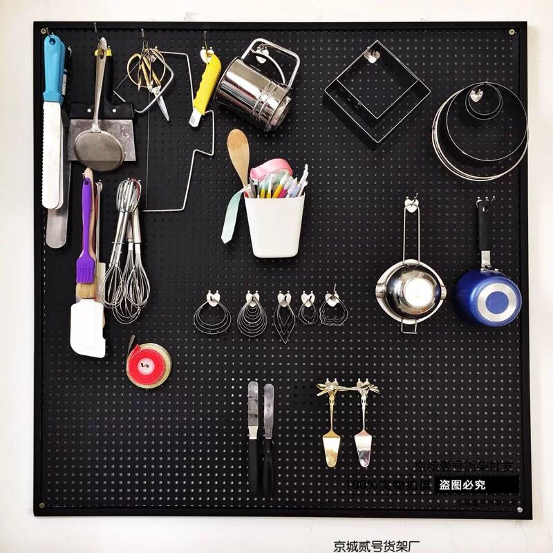 Customized round hole hole plate shelves mobile phone accessories display rack hardware tools accessories rack kitchen storage on wall