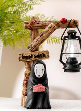 家居饰品装饰品无脸树脂手工摆件小夜灯书房客厅电视机宫崎骏