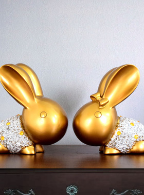欧式情侣兔子摆件新房乔迁家居卧室饰品创意客厅摆设结婚生日礼物
