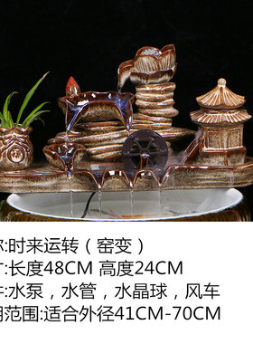 陶瓷鱼缸自动循环流水器室内喷泉瀑养鱼缸鱼盆增氧布装饰造景摆件