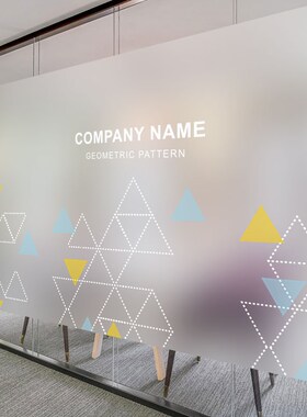 简约几何线条办公室玻璃贴纸遮光磨砂定制透明静电贴店铺装饰贴膜