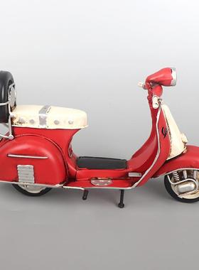 小踏板VESPA摩托车模型工艺品家居客厅酒吧橱窗怀旧柜装饰品摆件