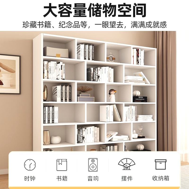 All solid wood bookshelf bookcase storage rack floor-standing children's display rack storage rack with door free combination pine cabinet