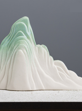 千里江山假山摆件新中式禅意摆设刘钱陶瓷桌面造景装饰品只此青绿