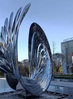 大型不锈钢雕塑镜面发光月亮圆环动物金属镂空廊架学校广场景观