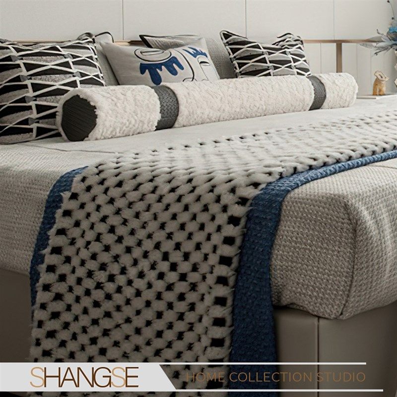 尚塞布艺蓝e色系圆柱枕床品套件样板房新房儿童房家居酒店展厅10,淘宝优惠券,粉丝福利购,淘宝优惠卷