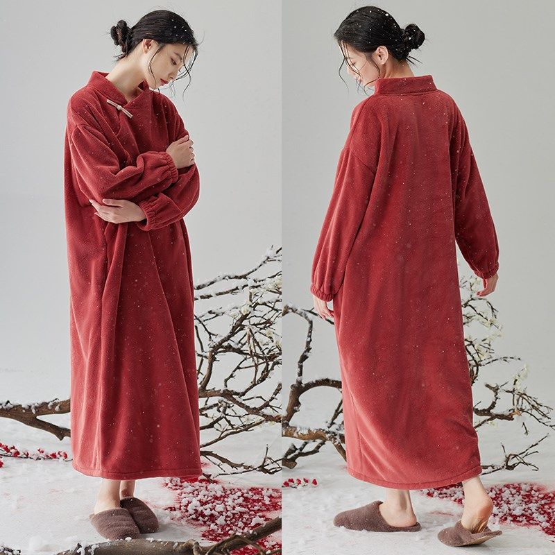 轩靓【抗静电】珊瑚绒睡裙女秋冬季加厚保暖睡衣法兰绒睡袍家居服,淘宝优惠券,粉丝福利购,淘宝优惠卷