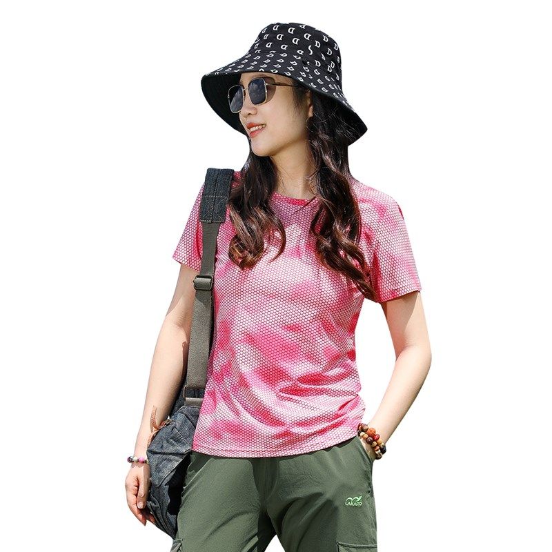 户外圆领印花速干衣女短袖T恤轻薄透气快干衣运动跑步登山徒步弹,淘宝优惠券,粉丝福利购,淘宝优惠卷