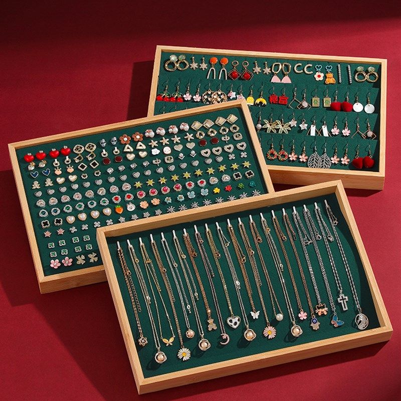 高级竹木首饰托盘手镯手串戒指收纳盘项链耳钉耳环珠宝饰品盘摆摊,淘宝优惠券,粉丝福利购,淘宝优惠卷