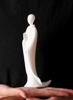 久造中式白瓷无相佛摆件创意家居客厅书房摆设陶瓷禅意人物装饰品