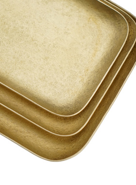 触造 圆角长方黄铜盘 纯手工锻造蜡烛托盘甜点首饰收纳置物