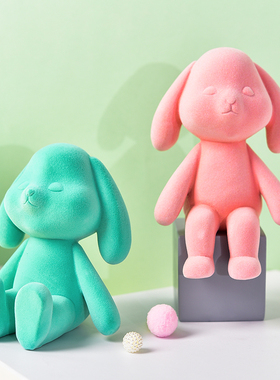 北欧简约可爱植绒兔子摆件情人节日结婚礼物装饰品家居饰品少女心