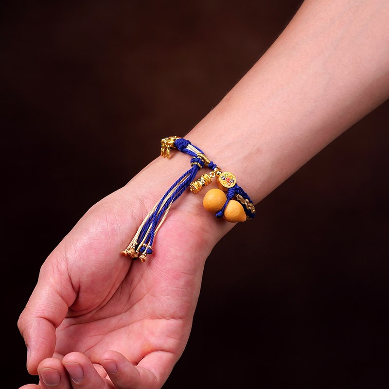 藏式手绳手工编织天然小葫芦草里金男款情侣手链古风中式女生手串 - 图1