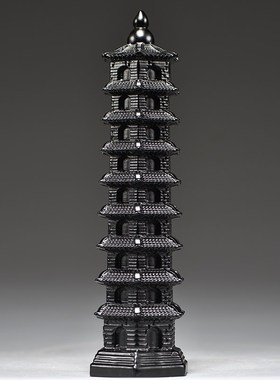 黑色木质九层十三层文昌塔雕刻摆件纯实木头13层9层文昌塔工艺品