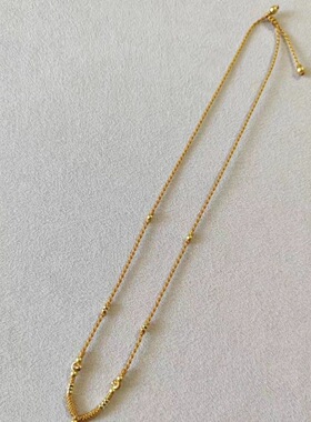 小众古法手串高级设计金黄色时尚ins新款金色锁骨项链绳可调节