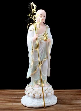 玉石地藏王佛像站像地藏王菩萨大愿佛佛堂居家客厅玄关佛堂摆件