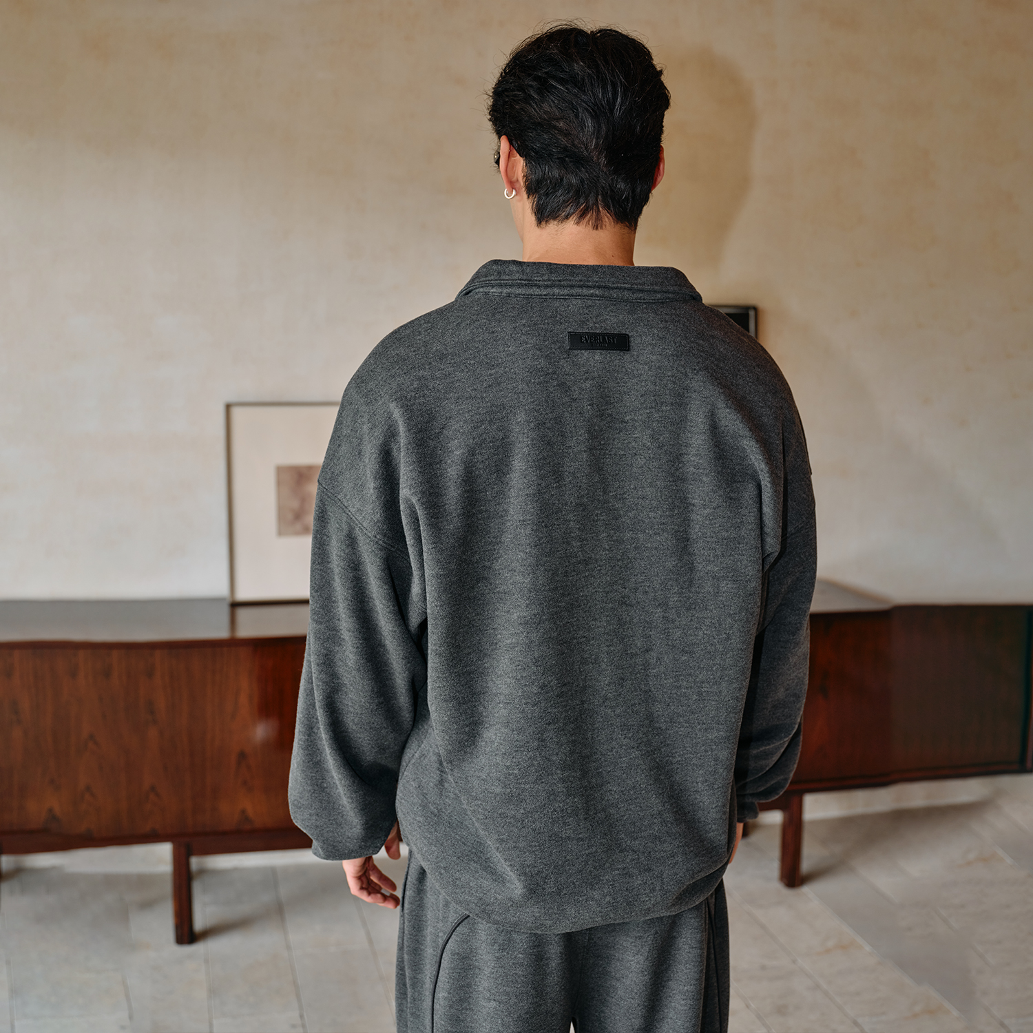 美国EVERLAST拳击运动训练休闲开衫卫衣保暖秋冬简约加绒高领外套 - 图0