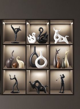 新款客厅摆件组合一整套橱柜玻璃柜电视柜玄关柜新房子装饰品摆设