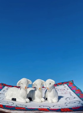 【三只小羊铁盒】可爱陶瓷摆件