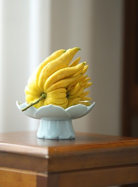 佛手柑托盘陶瓷中式佛手柑水培器皿专用花瓶佛手摆放盘