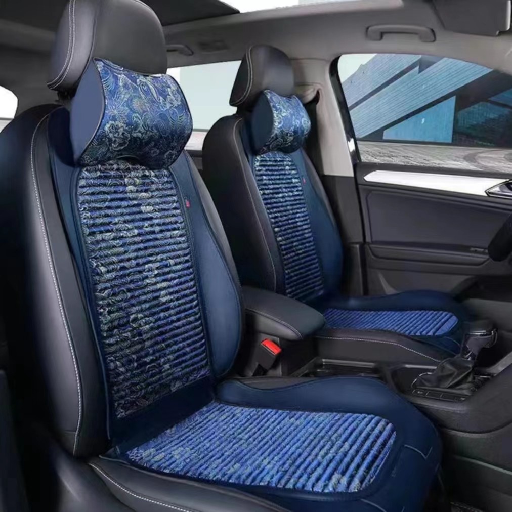 四季通用汽车坐垫小蛮腰刺绣马鞍时尚养生荞麦壳透气防滑专用座垫 - 图1