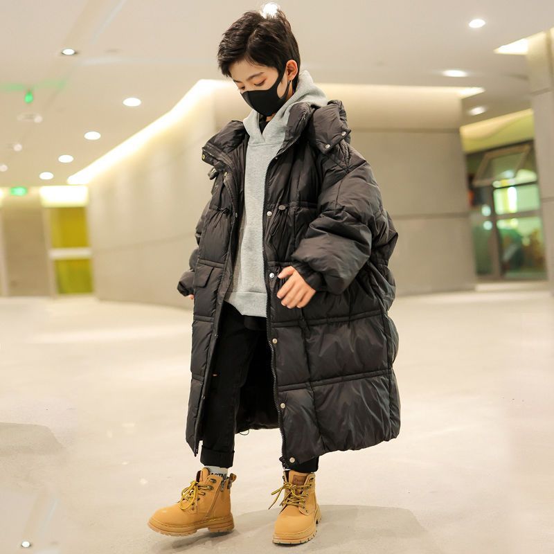 儿童加长羽绒服男童冬装中长款2023新款男孩男大童装外套冬季潮款 - 图1