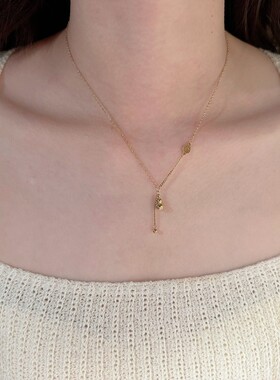 钛钢项链 8652流苏小葫芦福牌侧面福字锁骨链轻奢小众百搭不掉色