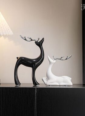 招财鹿水晶球电视酒柜客厅颜值轻摆件高端大气高奢高档装饰品高级